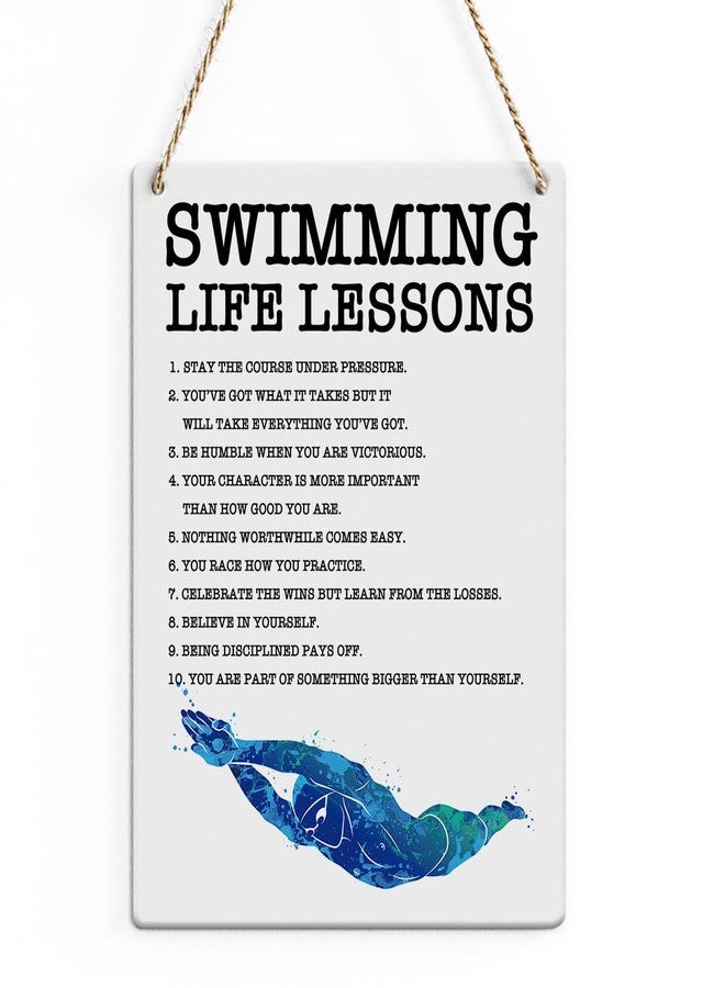 SENJIAN Inspirational Quotes Swimmer Gifts Rustic Wall Decorations Motivational Farmhouse Wall Hanging Decor Encouragement Best Team Gifts Decorative Wood Plaque for Home Office Bedroom Bathroom Living Room - Image 1